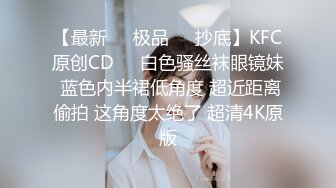 【最新❤️极品❤️抄底】KFC原创CD❤️白色骚丝袜眼镜妹 蓝色内半裙低角度 超近距离偷拍 这角度太绝了 超清4K原版